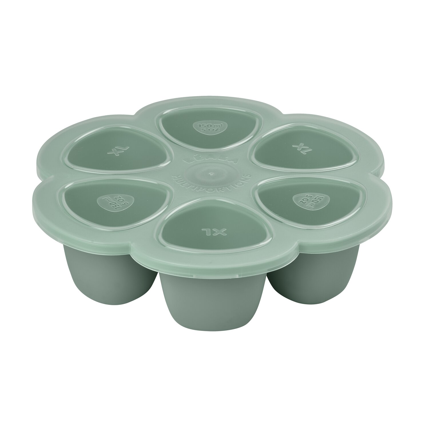 Multiportions silicone 6 x 150 ml sage green Béaba