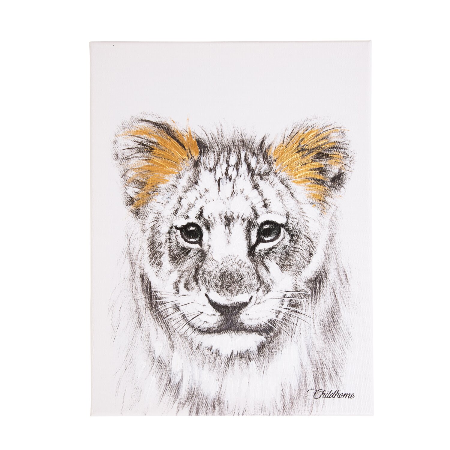Ölgemälde - Löwe + Gold - 30x40 Cm