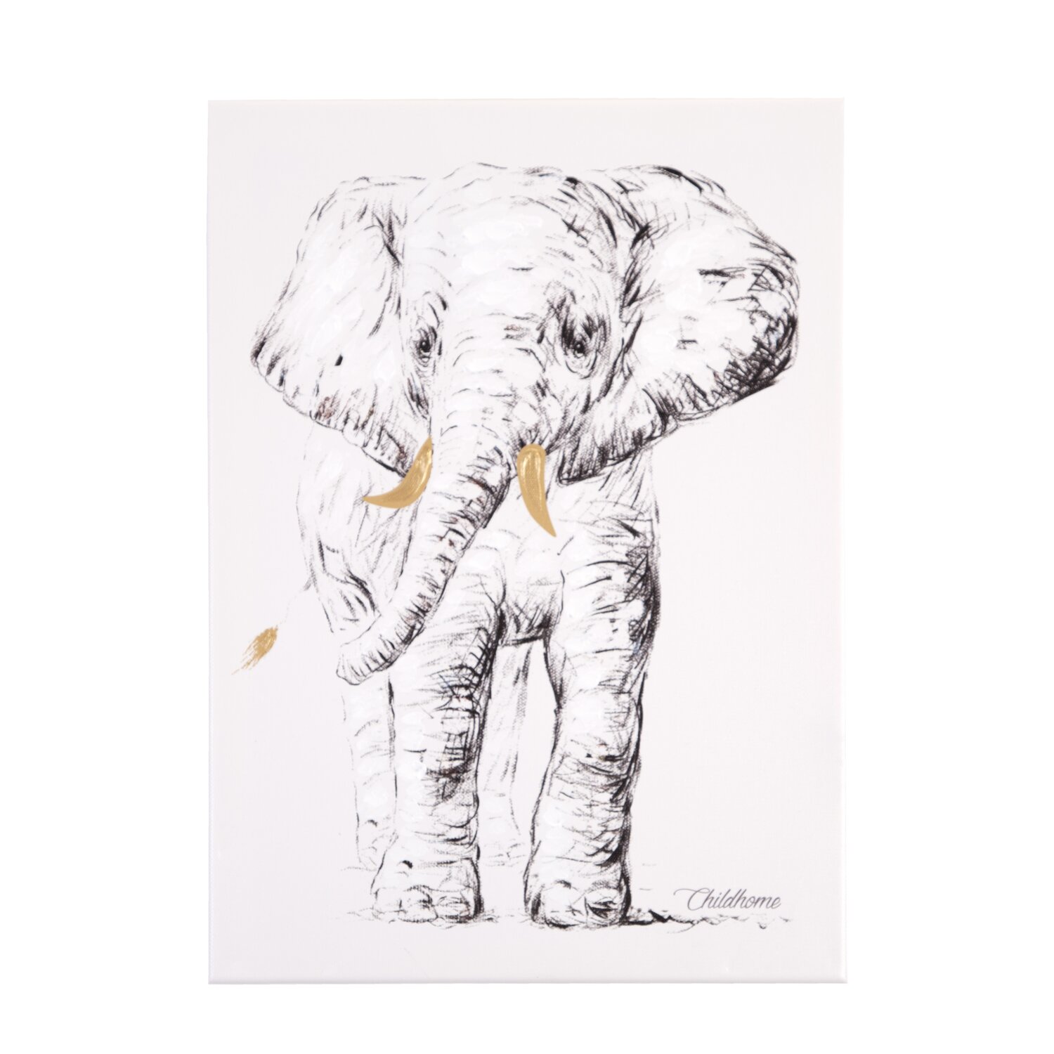 Ölgemälde - Elefant + Gold - 30x40 Cm