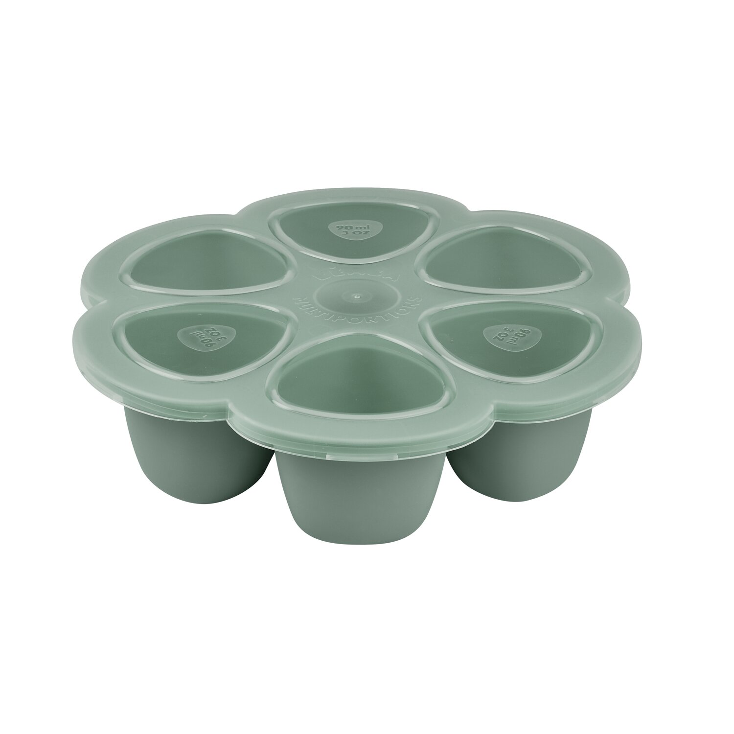 Multiportions silicone 6 x 90 ml sage green Béaba