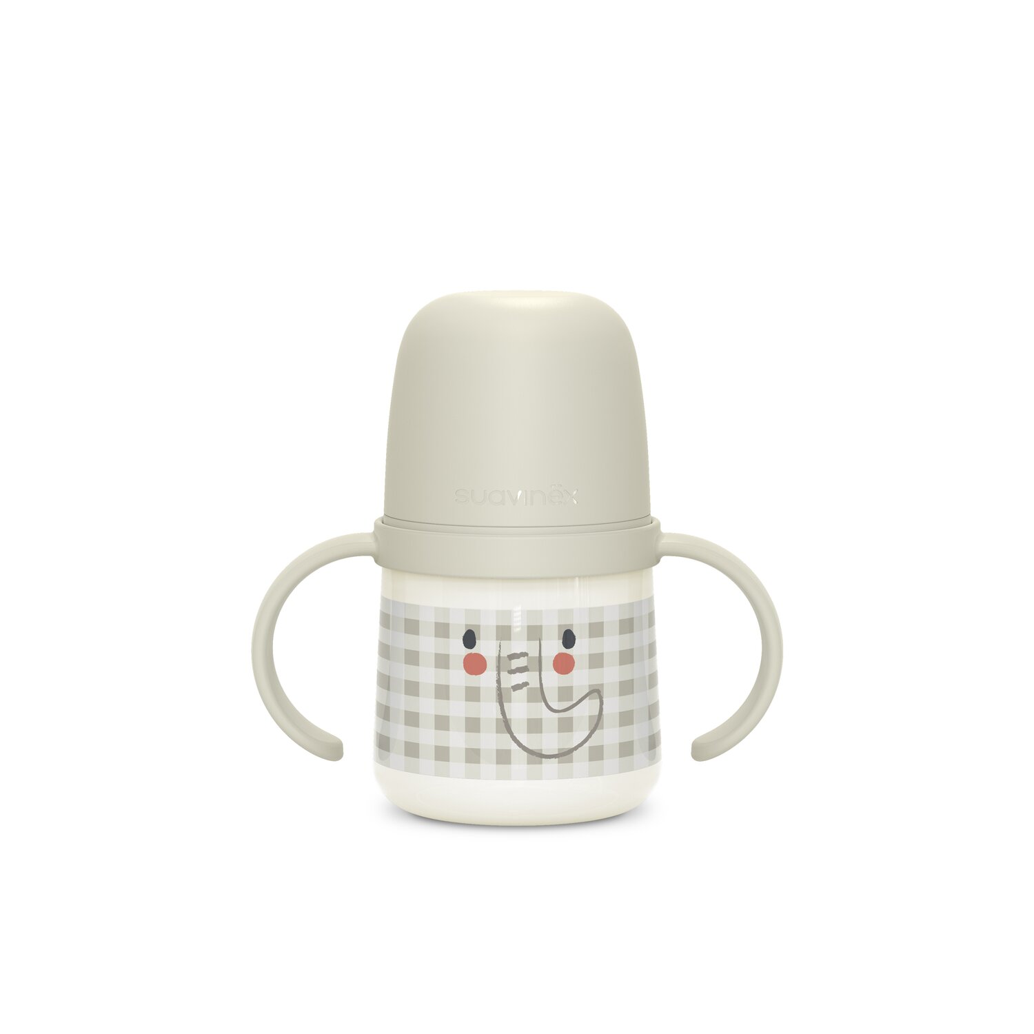 Phosphoreszierende Babyflasche mit Henkeln und Schnabel aus Silikon Night&Day +6m. Elephant