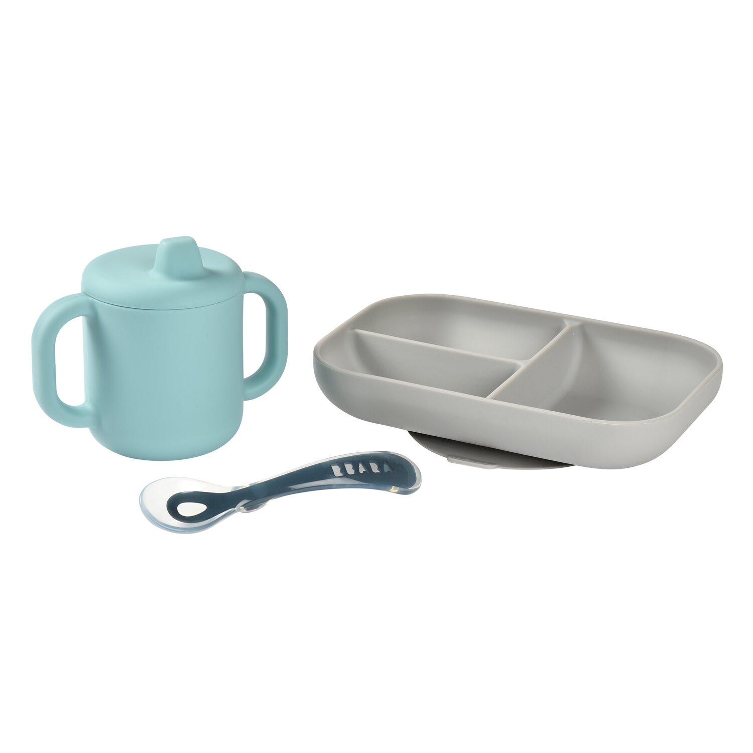Lern-Set aus Silikon + Tasse blue