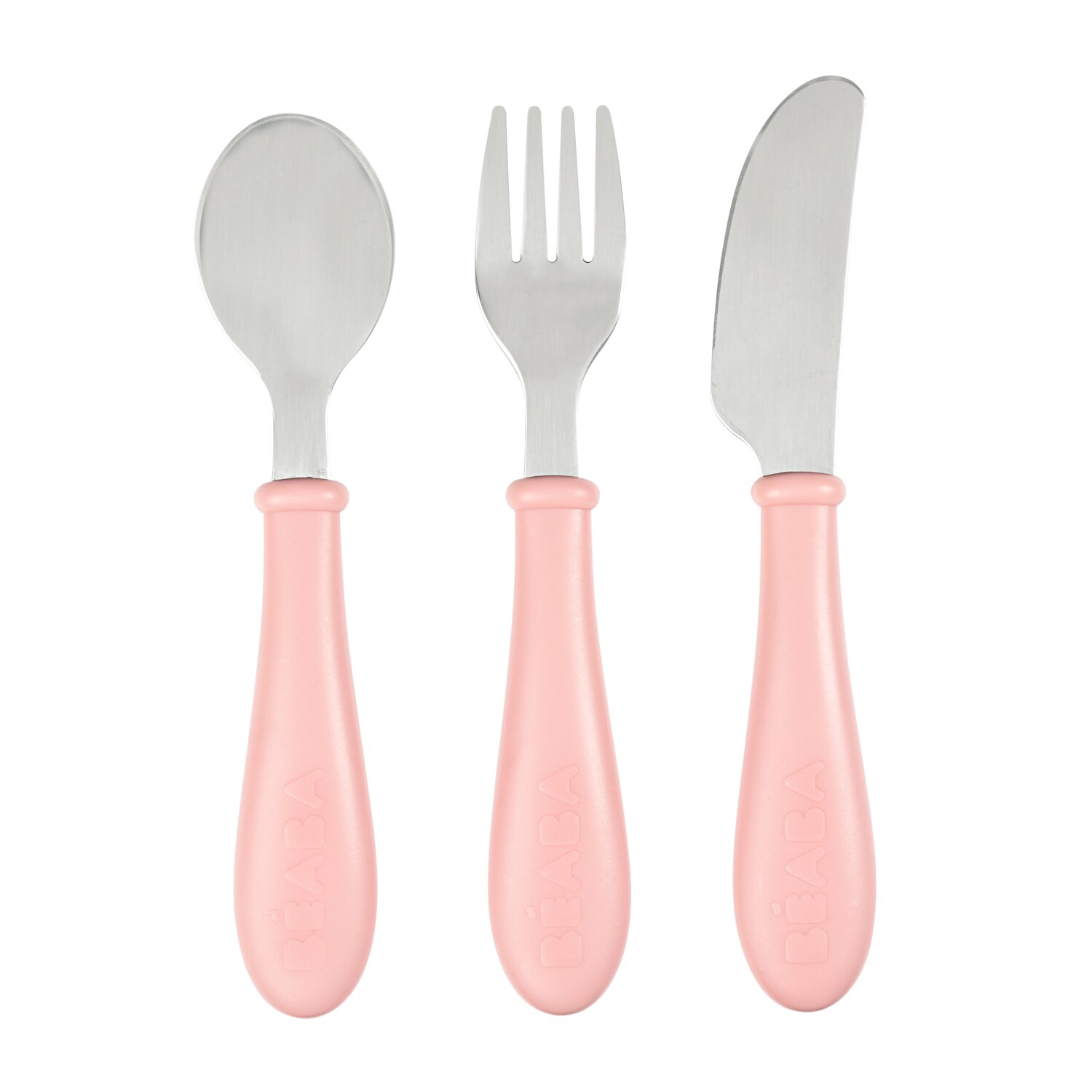 3er Set Besteck aus Edelstahl old pink