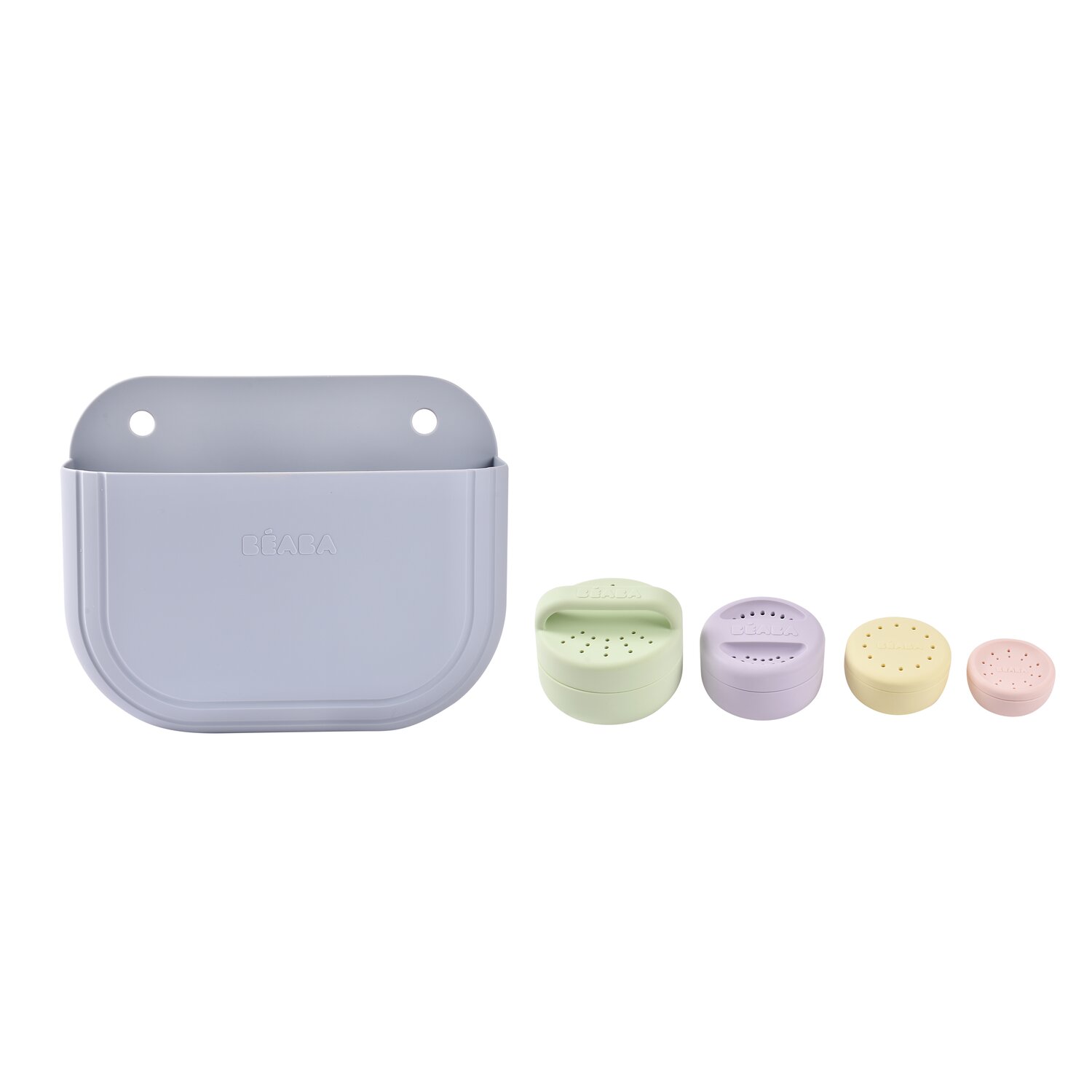 Badeset Silikonkorb und Silikon-Badespielzeug Pebble / Mint/ multi colors