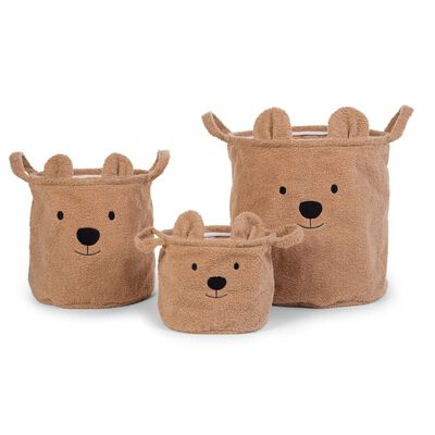 Set of Teddy baskets 3pcs brown