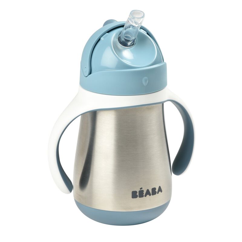Tazza inox cannuccia 250 ml blu 