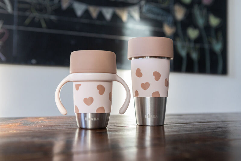 Mini & me - 2 Stainless steel cups Click & drink - BigLove