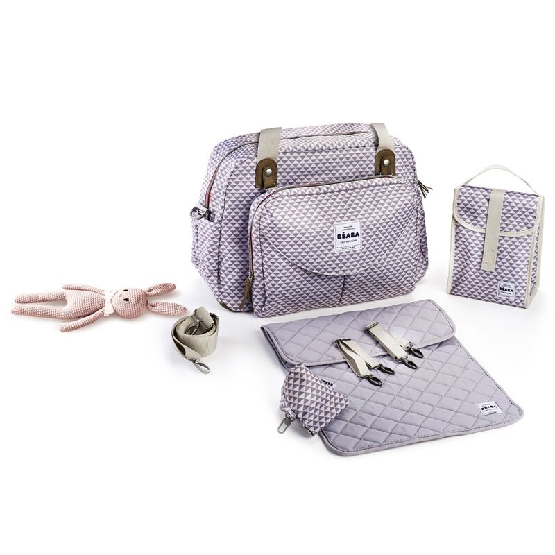 Wickeltasche Geneve II - Playprint grey/coral