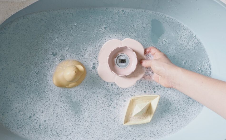 Thermom&egrave;tre de bain Lotus Vieux rose