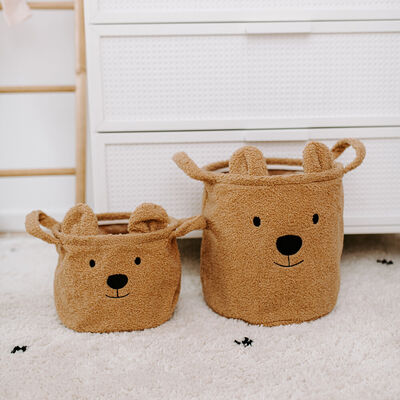 Aufbewahrungskorb - 25x20x20 Cm - Teddy - Braun 