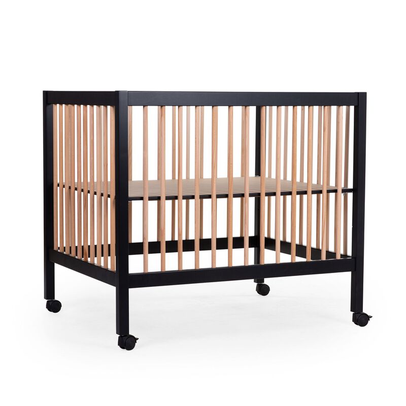 Playpen 97 + Wheels - 95x75 Cm - Wood – Black / Naturel