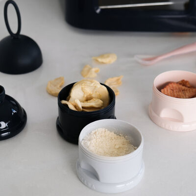 Boite doseuse de lait 3 compartiments empilables Night blue/Rose