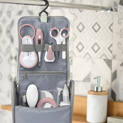 Kulturtasche mit 10 Accessoires - Old Pink