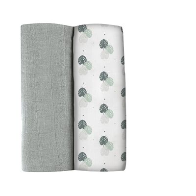 Caja de 2 Muselinas de algodón XXL mirage grey/jungle 