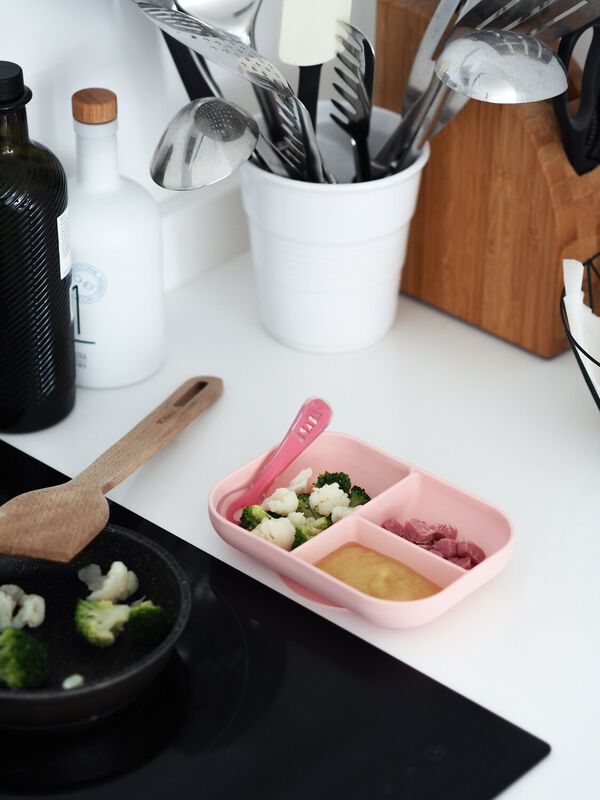  Silicone Suction Plate and Spoon Set pink