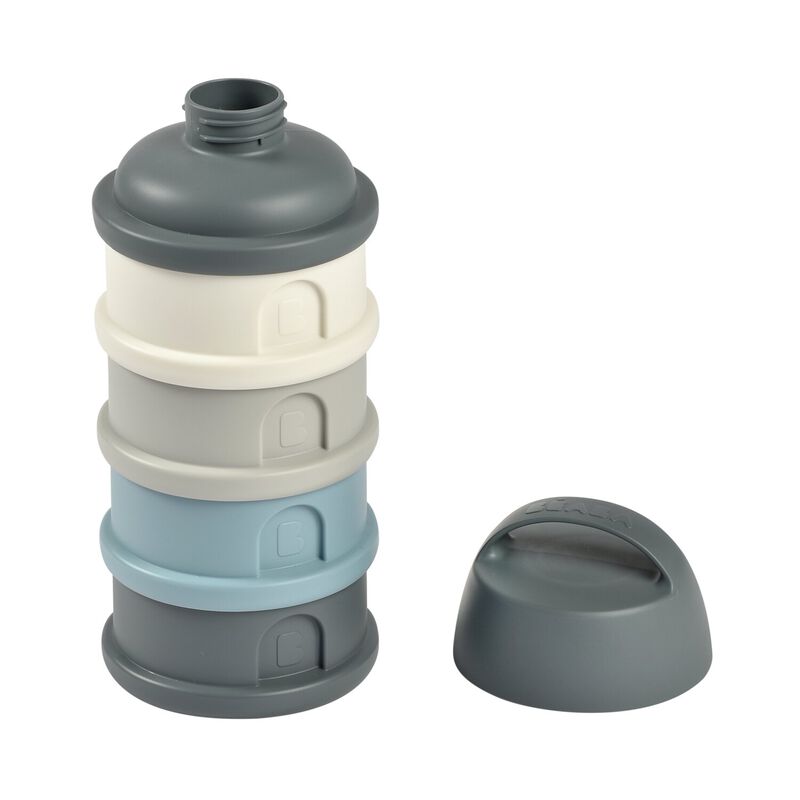 Formula milk container 4 compartments mineral grey / blue 3
