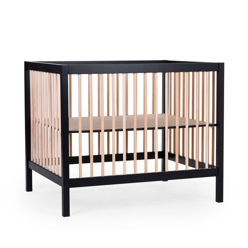 Lettino con ruote 95x75 legno nero / naturale