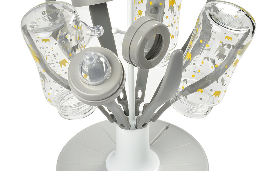 Egoutte-biberons pliable Flower Gris