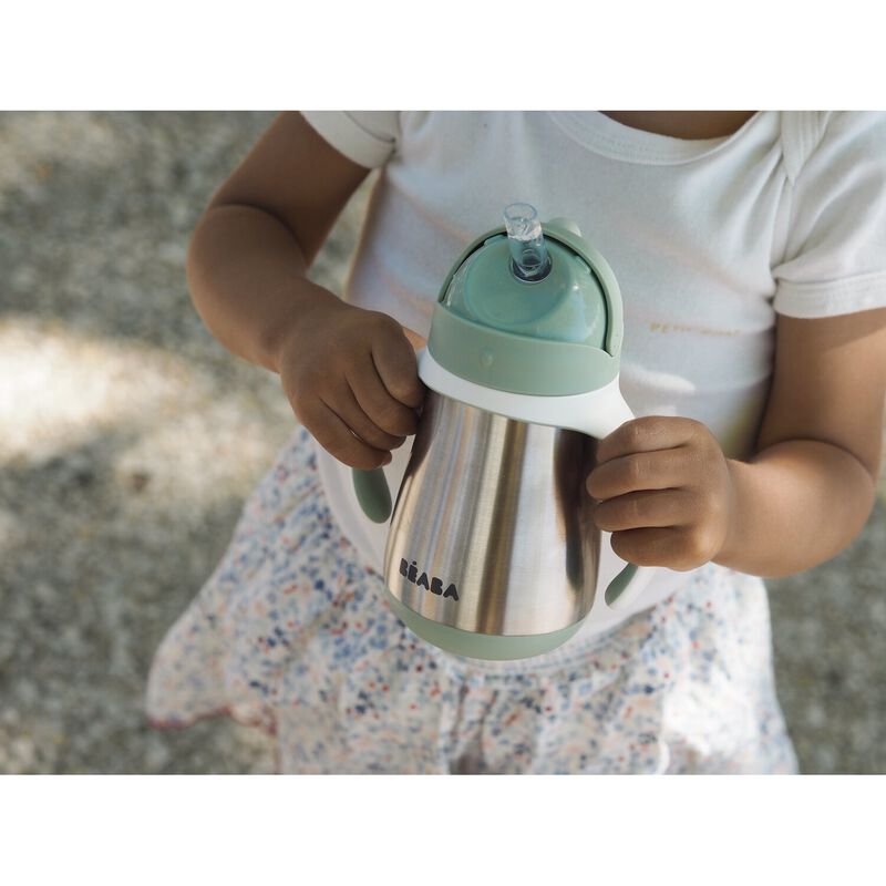 Tasse paille inox 250ml Vert sauge
