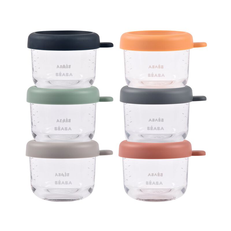 Set of 6 glass baby food jars 150 ml - Sunrise Color Mix