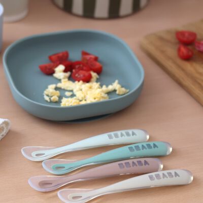 1st stage 4 silicone spoon set - Natural