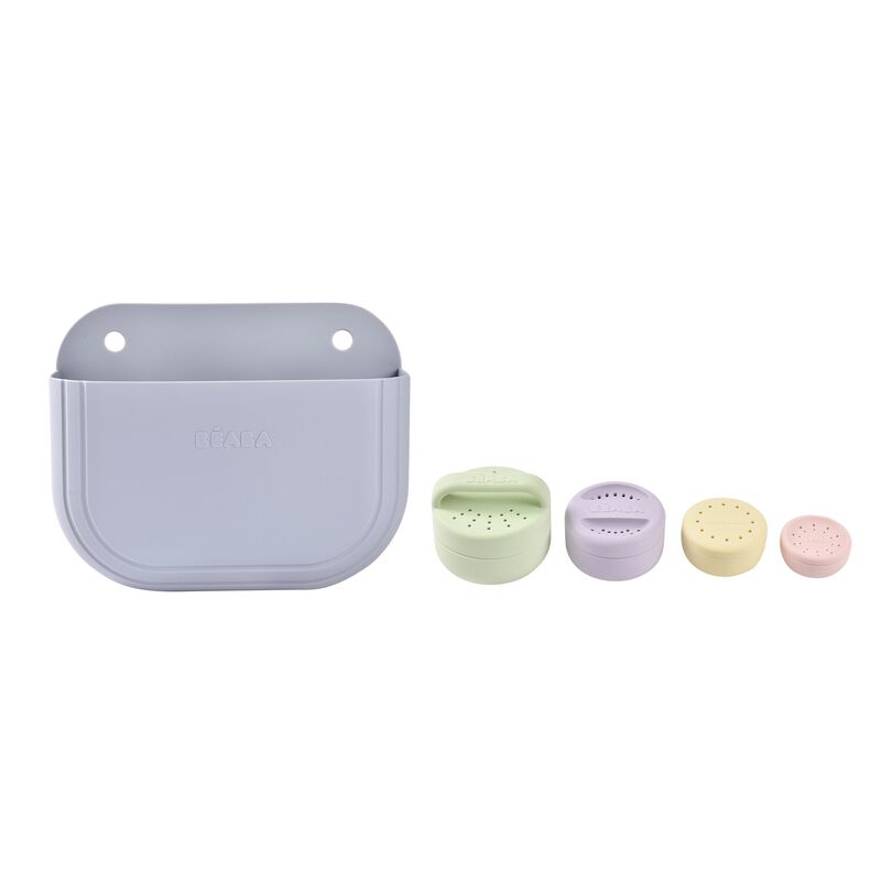 Coffret de bain avec panier et jouets de bain silicone (Béaba) - Couverture