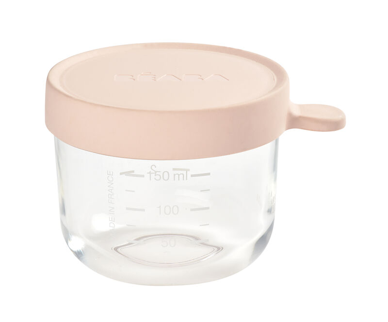 Pot de conservation Portion en verre rose (150 ml) : Béaba