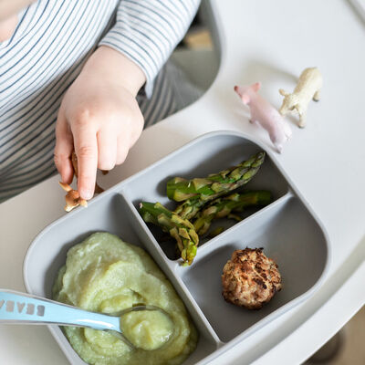 Silicone meal set with suction cup grey