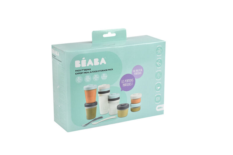 Pack premiers repas (12 portions + 2 cuill&egrave;res) Bleu/Gris