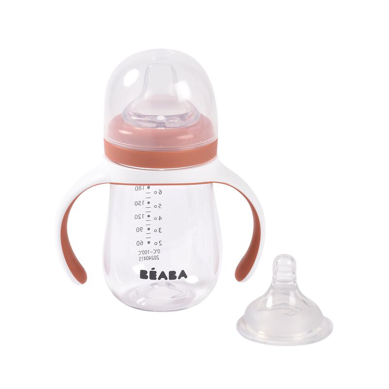 Biber&oacute;n de aprendizaje 2 en 1 de 210 ml TERRACOTTA