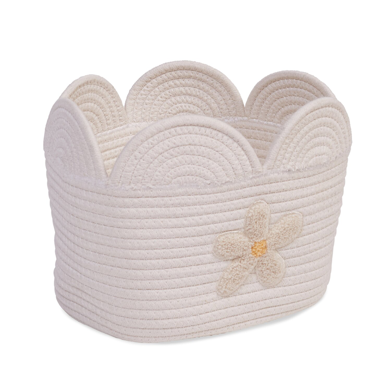 Basket 30x20x15cm Flower off white 