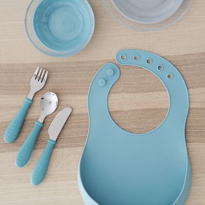 3-Piece Stainless Steel Baby Feeding Set airy green