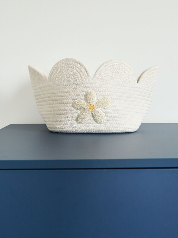 Basket 30x20x15cm Flower off white 