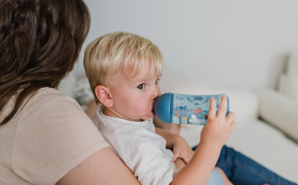 Lernbecher mit Strohhalm +18m  Blue