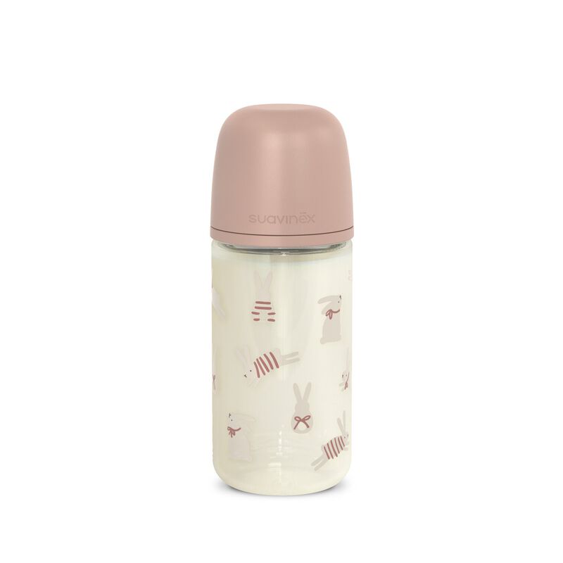 Babyflasche aus Glas mit Sauger SX Pro 240 ml Durchfluss M Bonhomia - Pink