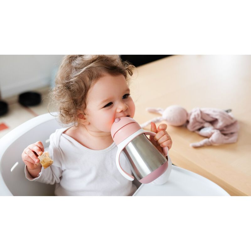 Tasse paille inox 250ml Vieux rose