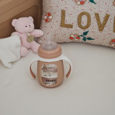 Biberon d'apprentissage en verre 2 en 1 - 210ml Vieux rose