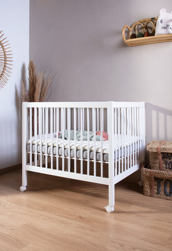 Lettino con ruote 95x75 legno bianco 