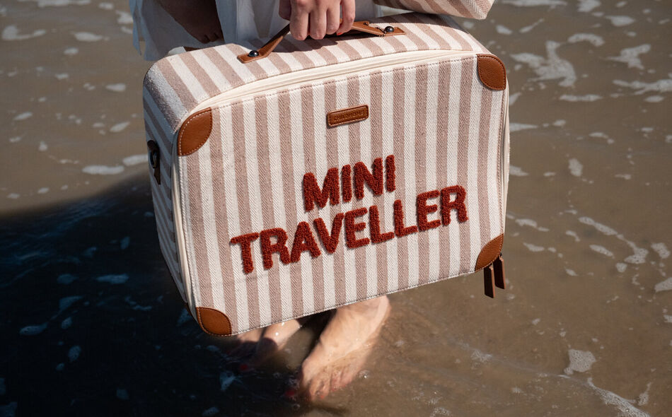 Suitcase Mini Traveller Stripes nude