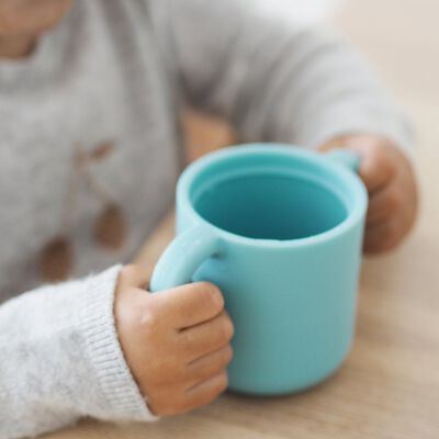 Taza de aprendizaje de silicona blue