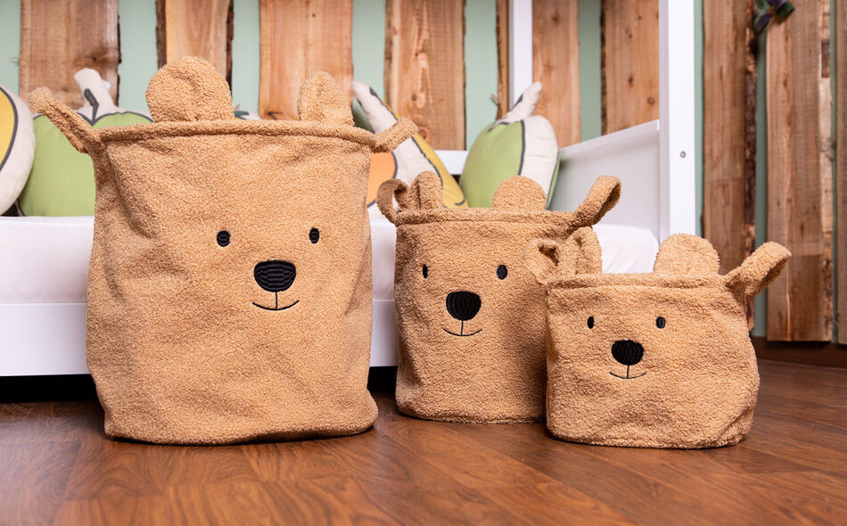 Teddy Korb - 3-er Set - Beige 