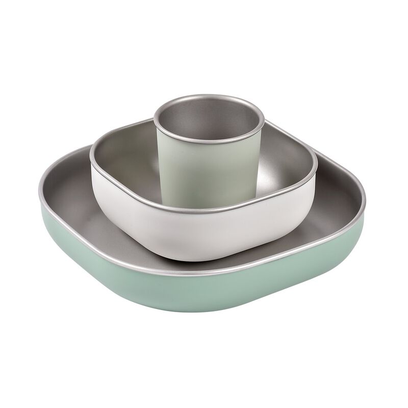 Coffret repas inox micro-ondable - Vert sauge 