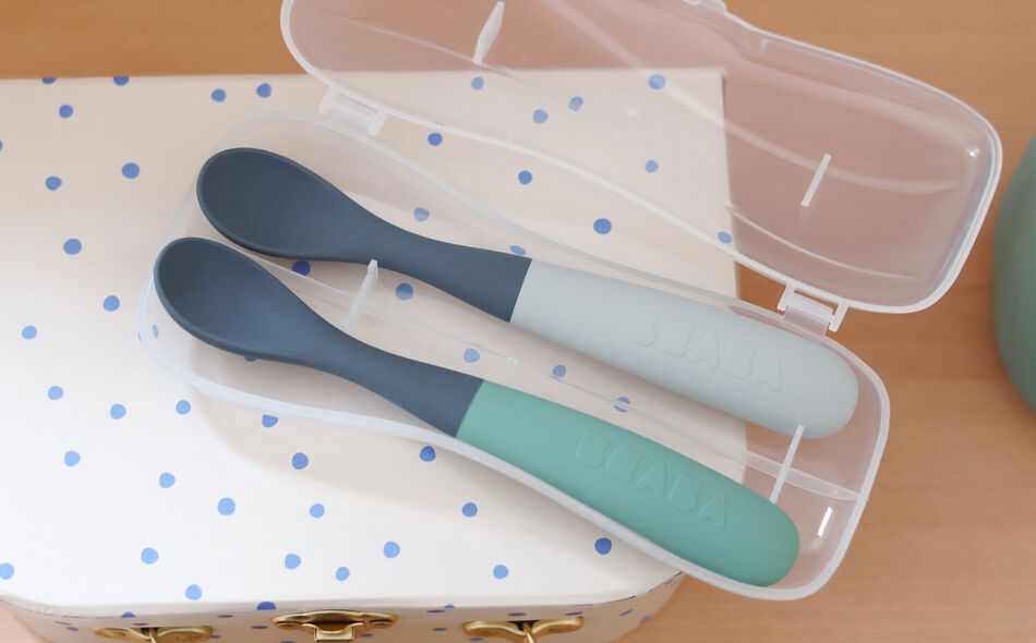 1st Stage Two-Tone Silicone Spoons Set of 2 - Mineral