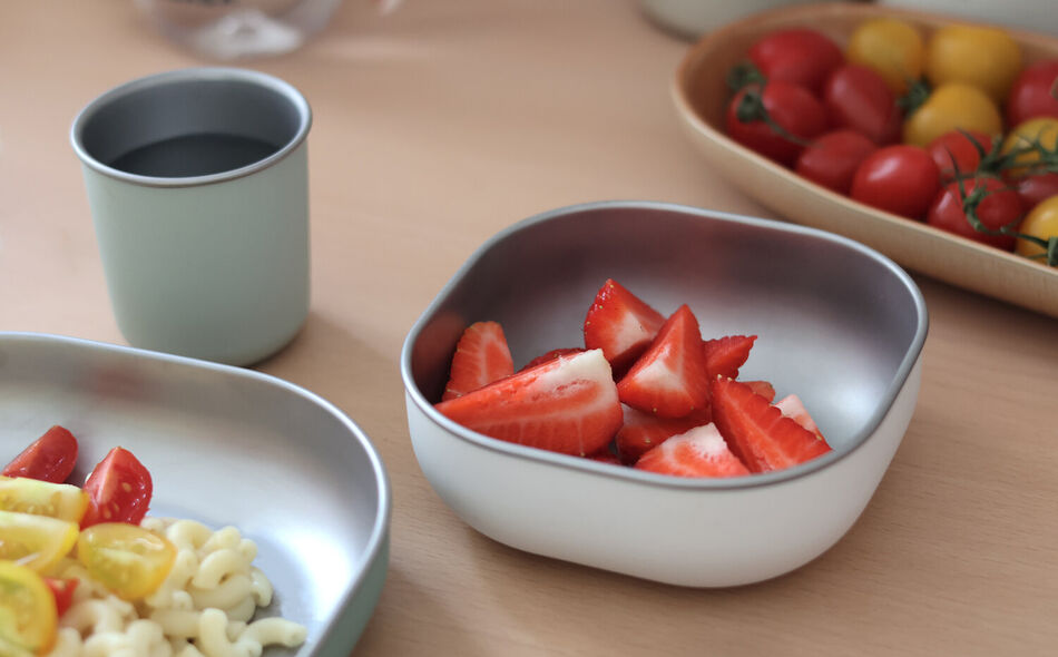 Coffret repas inox micro-ondable - Vert sauge 