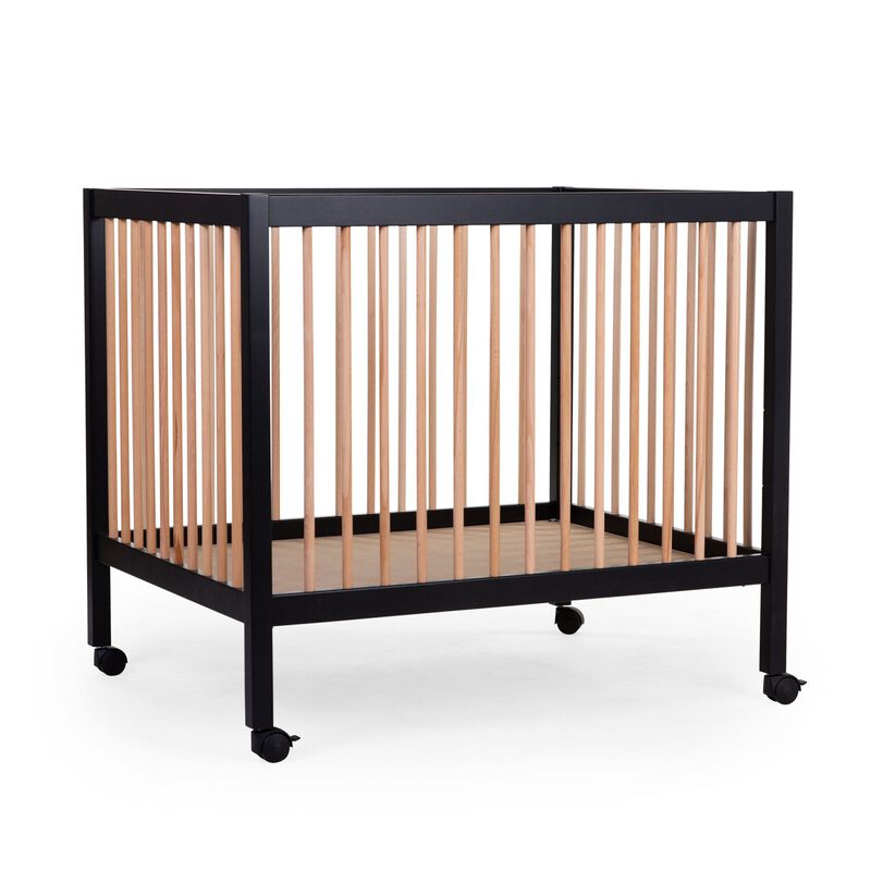 Lettino con ruote 95x75 legno nero / naturale