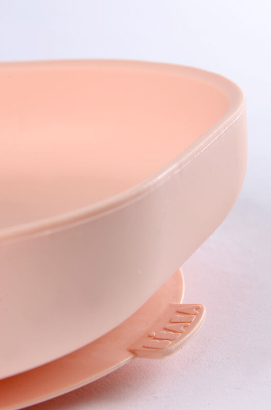 Silicone plate with suction cup light pink