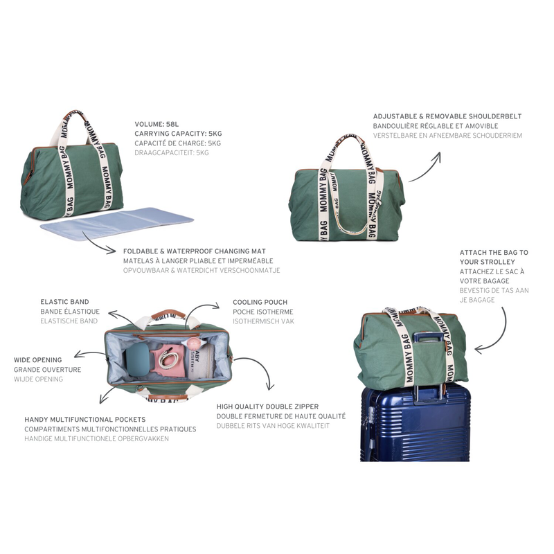 Mommy Bag ® Sac A Langer - Signature - Toile - Vert (Childhome) - Image 11