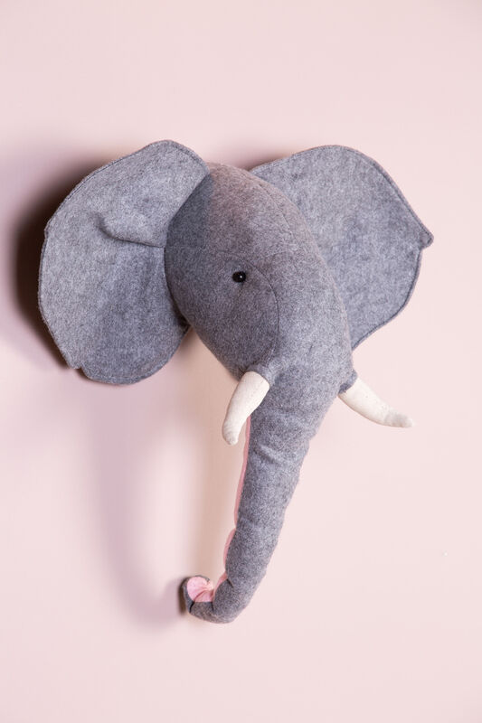 Troph&eacute;e Elephant - Feutre - D&eacute;coration Murale
