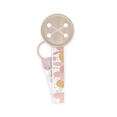 Schnullerkette mit Knopfclip Rosa Pink