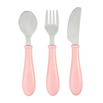 3-Piece Stainless Steel Baby Feeding Set old pink